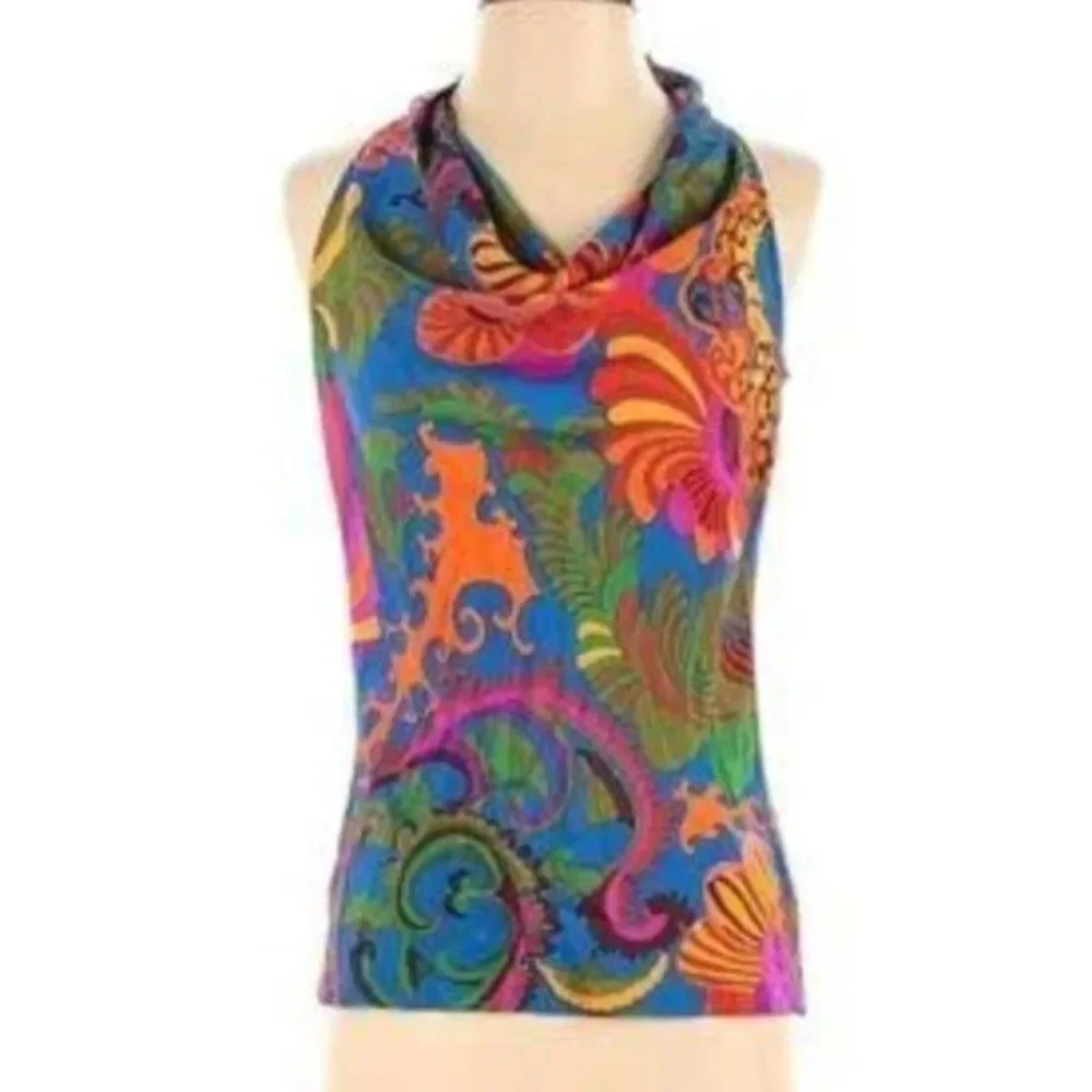 Banana Republic Trina Turk Collection 100% silk, cowl neck top, size 4 - Picture 6 of 11